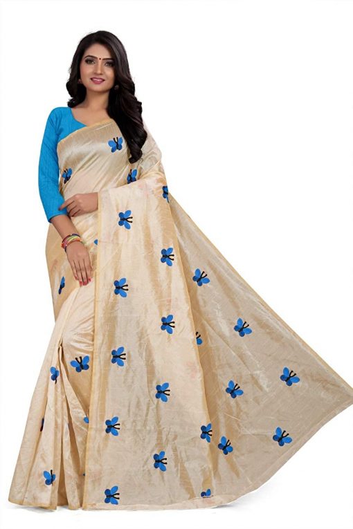 Chanderi Silk Embroidery Saree With Blouse