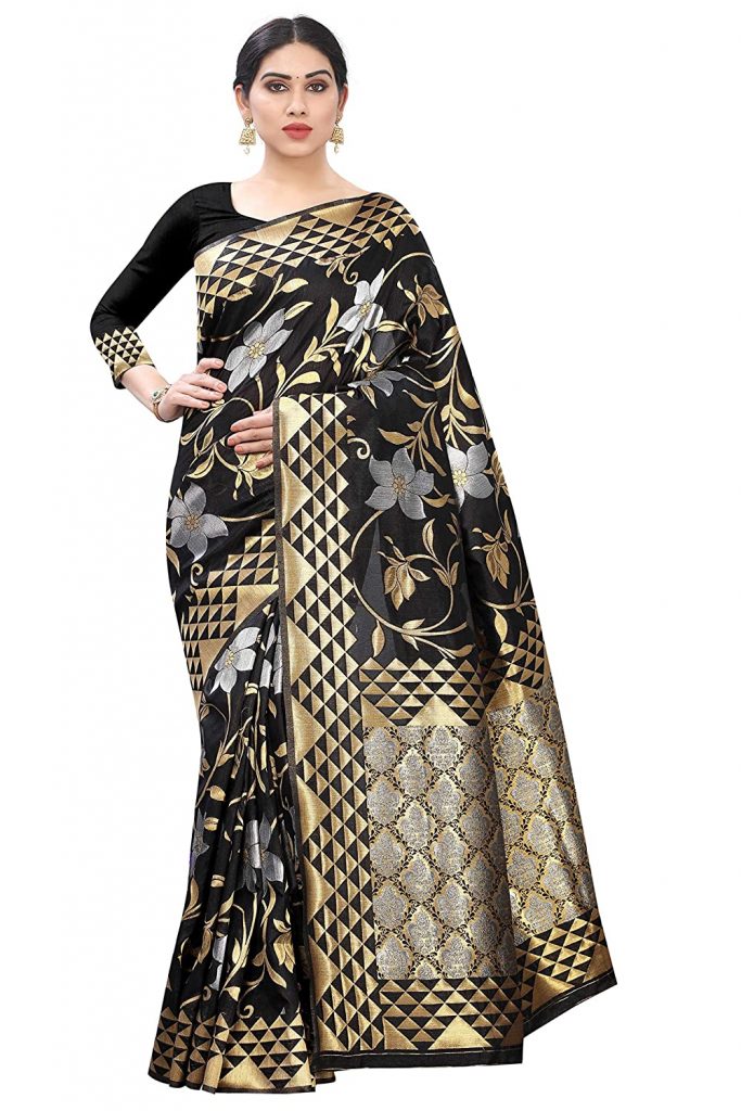 Cotton Silk Saree (Angi Black_Black And Gold)