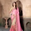 Pink and Peach Color Embroidery saree