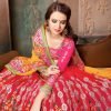 Red and Yellow color multi embroidery Georgette saree