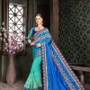 Blue Paper Silk Embroidery Saree