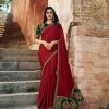red color prachi embroidery saree