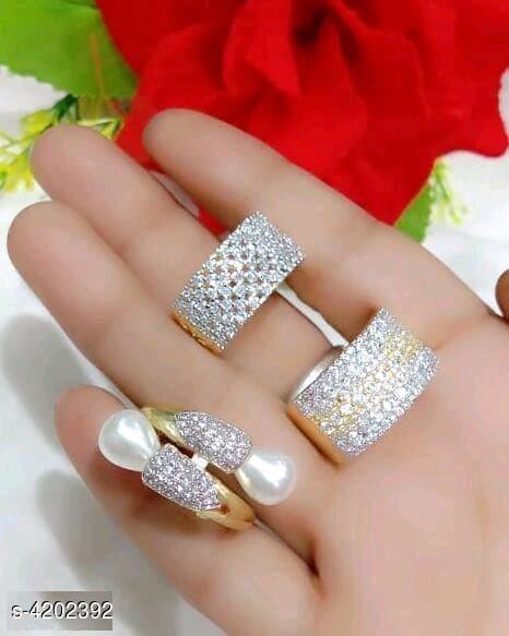 Pearl and Diamond rings Pack of 3