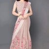 Digital Printed Cotton Silk Peach Saree with Blouse