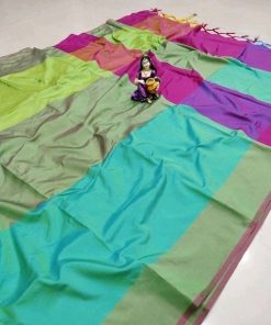 Multi color patta pattern silk saree