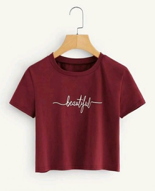 Maroon Color Cotton Top For Girls