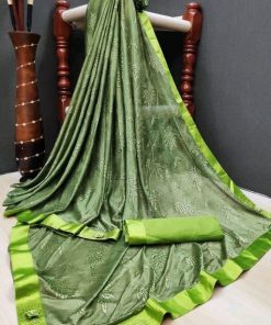 Green color Lycra Silk Saree