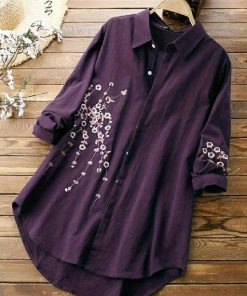 Women's Embroidered Purple Rayon Top
