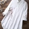 Women's Embroidered White Rayon Top