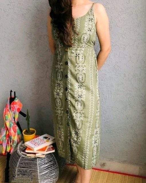 Stylish Retro Women Mehndi Dress