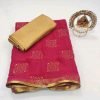 Chiffon printed jari border saree with jaquared blouse