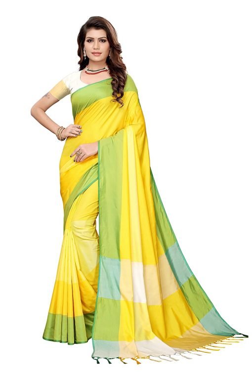Yellow art silk saree