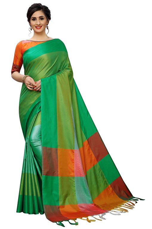 Parrot art silk saree with maroon pallu