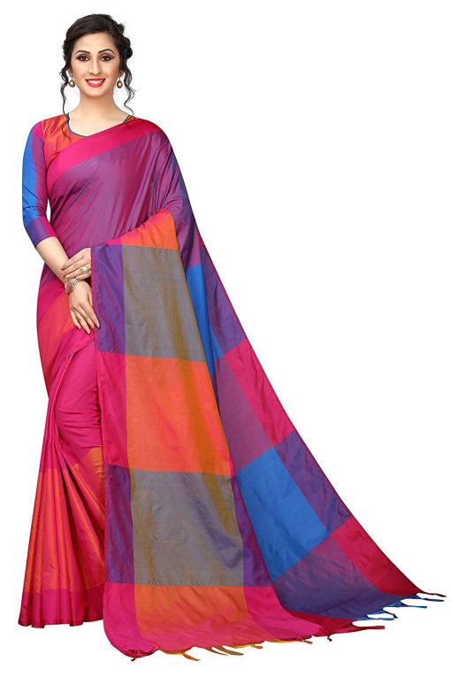 Multi color pallu silk saree