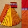 Handloom Yellow & Orange Color Cotton Khadi Sarees