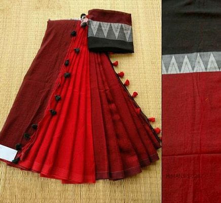 Handloom Red & Maroon Color Cotton Khadi Sarees