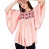 Pink Color Embroidered Cotton Western Top