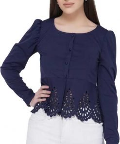 Casual Full Sleeve Solid Women Blue Top
