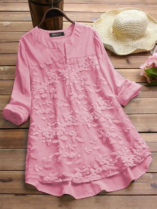 Stylish Partywear Women Embroidery work Cotton Tops