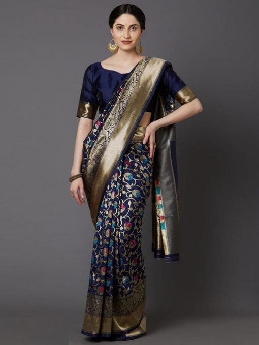 Silk Blend Woven Designer Saree