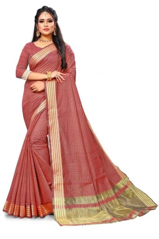 Women's Cotton Linen Saree With Blouse Piece