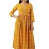 Daily Wear Rayon Fabrics Bandhani Printed yellow Kurti