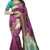 Jacquard silk multi color saree with blouse