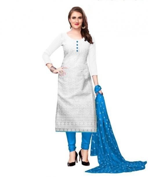 Cotton A-Line Embroidery Frozi Kurti Set With Duptta