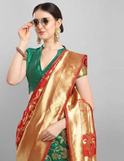 Designer silk blend jacquard saree
