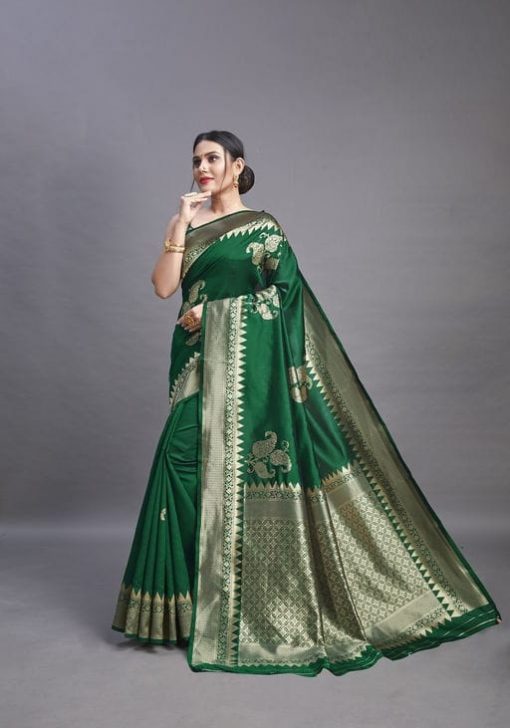 Karwa Banarasi Silk Saree With Blouse