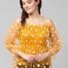 Casual Cold Shoulder Sleeves Print Top