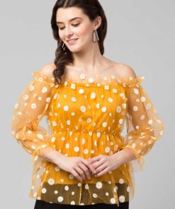 Casual Cold Shoulder Sleeves Print Top
