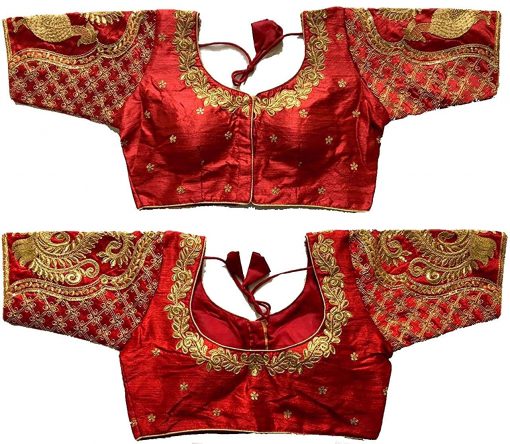 Peacock Sleeve Blouse With Embroidery Work