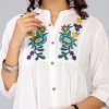 White Multi Embroidery Work Top
